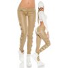 Dámské klasické kalhoty Koucla leatherlook pants with lace BEIGE