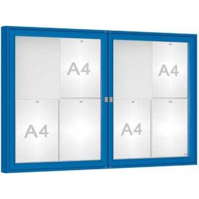PROCITY Venkovní vitrína model 1000 dvoukřídlá, 8 x A4, plexi, modrá | Zboží Auto