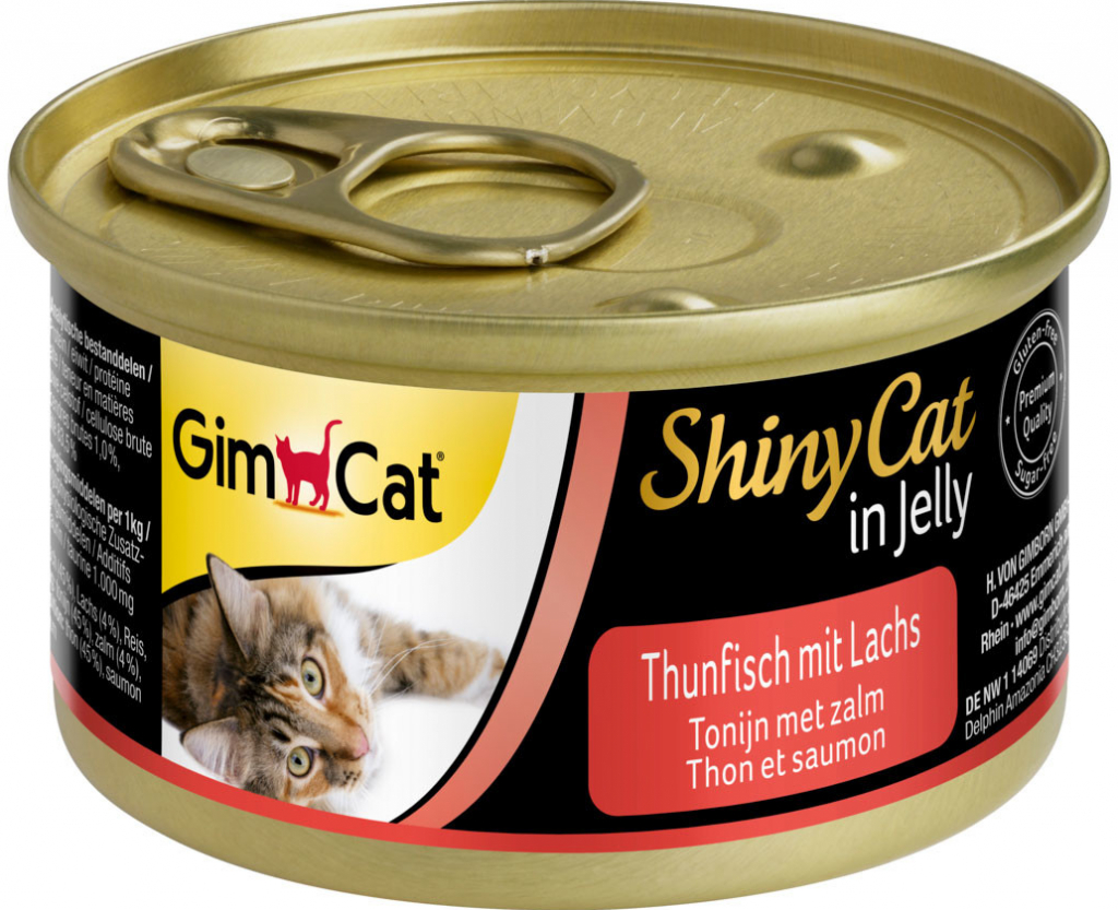 GimCat ShinyCat v želé s tuňákem a lososem 24 x 70 g