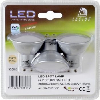 Lucide LED GU10 Led žárovka Ø 5 cm LED GU10 3x3W 3000K Bílá Set of 3