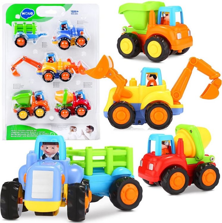 Huile Toys sestava 4 autíček na setrvačník Farm Country Vehicle