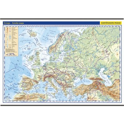 Kartografie PRAHA, a. s. Evropa – školní nástěnná fyzická mapa