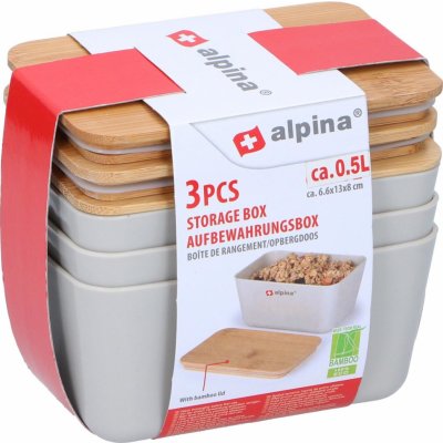 Alpina Plastová dóza s bambusovým víkem 3 ks 500 ml – Zboží Mobilmania