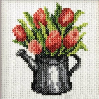 Sada na ruční vyšívání Tulipány v konývce 11x11cm – Zboží Dáma
