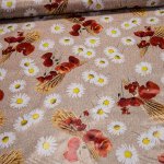 Fantastik ubrus PVC s textilním podkladem 605-1 vlčí máky a kopretiny na režné pytlovině š.140cm ž – Sleviste.cz