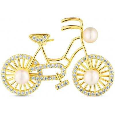 JwL Luxury Pearls Hravá perlová brož s pravou perlou a zirkony Kolo JL0866 – Zboží Dáma