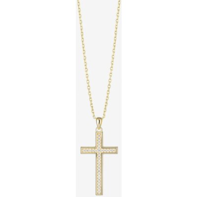 Preciosa Pozlacený stříbrný přívěsek s řetízkem Cross, křížek s kubickou zirkonií Preciosa 5407Y00