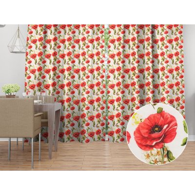 Biante Dekorační závěs PML-101 Vlčí máky na bílém 145x150 cm – Hledejceny.cz