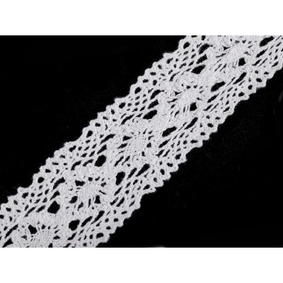 Bavlněná krajka / vsadka paličkovaná šíře 40 mm, střední, 1 bílá (bal. 13.5) – Zboží Dáma