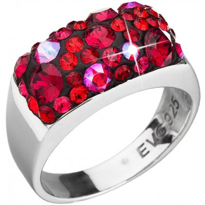 Evolution Group CZ Stříbrný prsten s krystaly Swarovski červený 35014.3 cherry