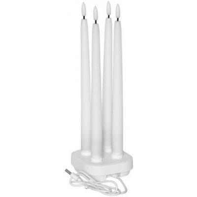 STAR TRADING Dobíjecí LED svíčky Flamme – set 4 ks + dobíjecí stanice, bílá barva, plast – Hledejceny.cz