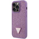 Pouzdro a kryt na mobilní telefon Pouzdro Guess Rhinestones Triangle Metal Logo iPhone 14 Pro fialové