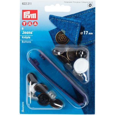 PRYM Džínové knoflíky + narážeč, vzor květiny, 17 mm, 8 ks, starožitná mosaz – Zbozi.Blesk.cz