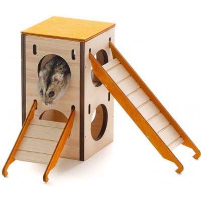 JK Animals Dřevěný domek JK věž s žebříky pro křečky 8 x 7,5 x 14 cm – Zboží Mobilmania