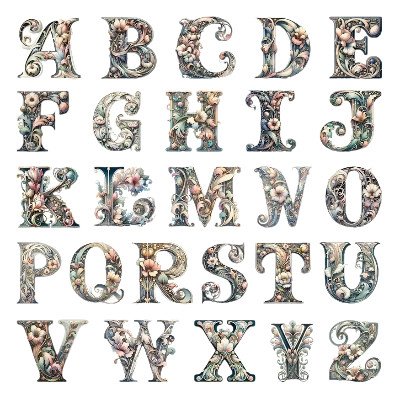 Nažehlovací obrázek - písmena (A až Z), Druh: U – Zboží Dáma