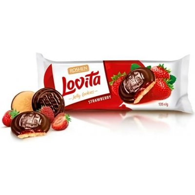 Roshen Lovita piškoty s želé s jahodovou příchutí 135 g – Zboží Dáma