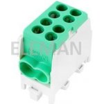 ELEMAN Svorkovnice rozbočovací HLAK 25 1/2 M2, 80A, 1pól., IP20, zelená, DIN 6513 – HobbyKompas.cz