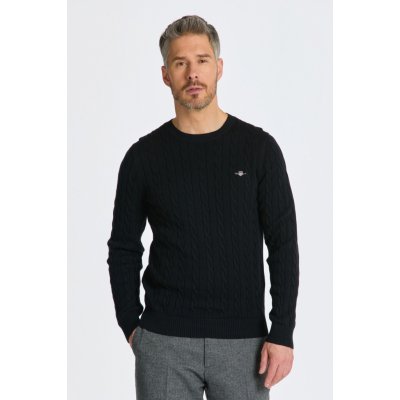 Gant svetr Cotton Cable C-neck černá – Zboží Mobilmania