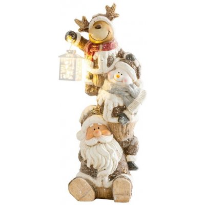 MagicHome Dekorace Santa sob a sněhulák s lucernou 1 LED 2xAAA keramika 29x24x66 cm ST8090919