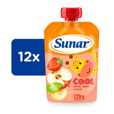 Sunar kapsička Cool ovoce Jahoda banán jablko 12m+ 12 x 120 g – Sleviste.cz