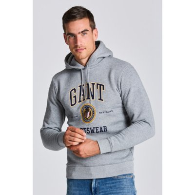 GANT D1. GANT CREST SHIELD SWEAT HOODIE šedá