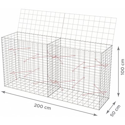 Gabionový koš s víkem: 200 x 50 x 100 cm - oko sítě 10x5cm – Zboží Mobilmania