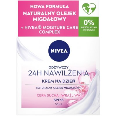 Nivea 24H Hydration Výživný denný krém pre suchú a citlivú pleť SPF15 50 ml – Zbozi.Blesk.cz