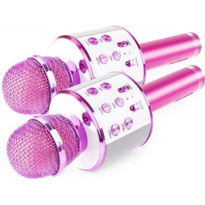 Max KM01 Set 2 růžových karaoke mikrofonů