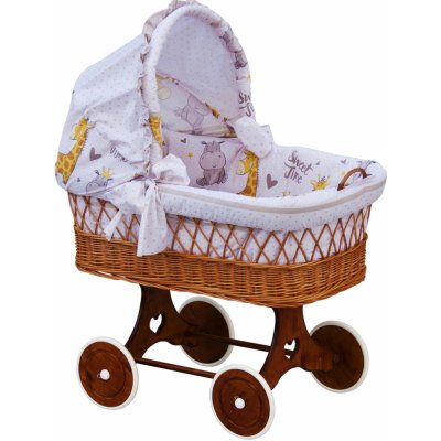 Scarlett Proutěný košík na miminko s boudičkou Nebula béžová podvozek srdíčko – Zboží Dáma