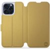 Pouzdro a kryt na mobilní telefon Apple Mobiwear flip Apple iPhone 15 Pro Max - C_GOS Gold&Gray