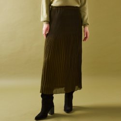 Blancheporte voálová plisovaná sukně z recyklovaného polyesteru khaki