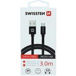 Swissten 71527300 USB 2.0, zástrčka A - zástrčka micro B, opletený, 3m, černý – Hledejceny.cz