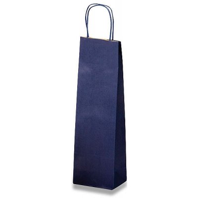 Papírová taška Allegra - 140 x 85 x 390 mm, na lahev, modrá