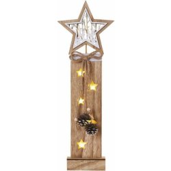 Emos DCWW10 LED dekorace dřevěná hvězdy 48 cm 2x AA