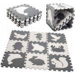 Ikonka Pěnová podložka na puzzle pro děti 9 ks černá-ecru – Zboží Dáma