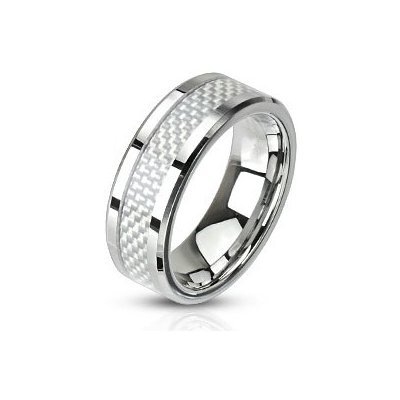 Šperky4U Ocelový prsten zdobený karbonem OPR1446 6 – Zboží Mobilmania