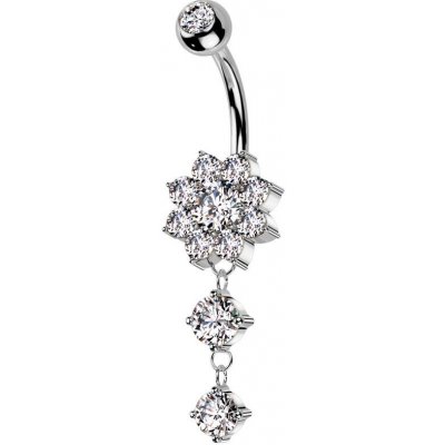Šperky4U Visací piercing do pupíku kytička WP0068-ST – Zboží Dáma
