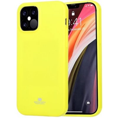 Pouzdro Goospery lesklé z měkkého plastu iPhone 12 / 12 Pro - neonově žluté