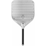 Perforovaná lopata na pizzu z nerezové oceli s hliníkovou úchytem, čtvercová, 355x405x710 mm | TECHNICA, Pizza Line inox, černá – Zboží Dáma