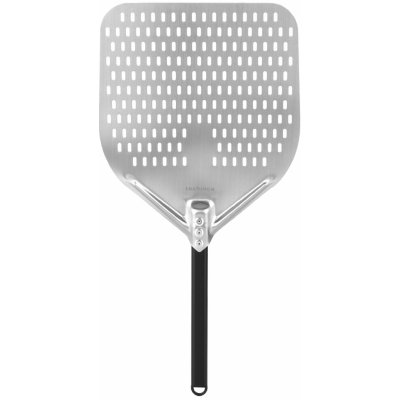 Perforovaná lopata na pizzu z nerezové oceli s hliníkovou úchytem, čtvercová, 355x405x710 mm | TECHNICA, Pizza Line inox, černá – Zboží Dáma