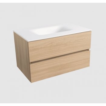 Naturel Koupelnová skříňka s umyvadlem bílá mat Verona 66x51,2x52,5 cm světlé dřevo VERONA66BMSD