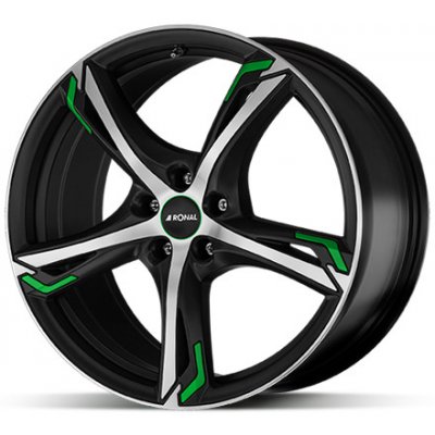 Ronal R62 7,5x17 5x108 ET45 black polished green