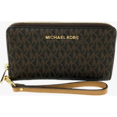 Michael Kors Jet set travel LG FLAT MF PHONE CASE dámská peněženka hnědá monogram – Hledejceny.cz