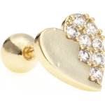 Izmael piercingova náušnice Heart zlatá KP23588 – Zboží Dáma