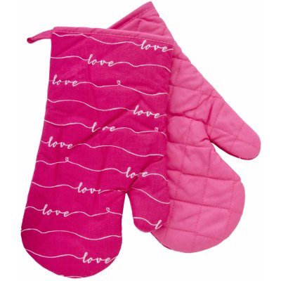 Kuchyňské bavlněné rukavice - chňapky SWEET LOVE růžová 100% bavlna 19x30 cm Essex