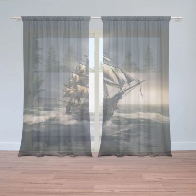 Sablio Záclony Plachetnice v rozbouřených vodách: 2ks 150x250cm – Hledejceny.cz