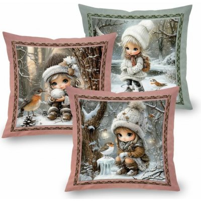 decoDoma decoDoma ORIGINAL COLLECTION Sada 3 ks povlaků na polštářky WINTER GIRLS 45 x 45 cm – Hledejceny.cz