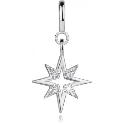 Šperky Eshop Přívěsek na náramek z bílého zlata 585 hvězda s čirými zirkony odnímatelný S3GG252.39 – Zboží Mobilmania
