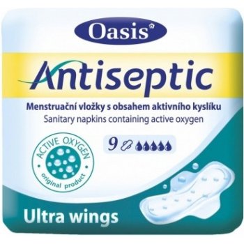 Oasis Antiseptic Ultra Wings intimní vložky s obsahem aktivního kyslíku 9 ks