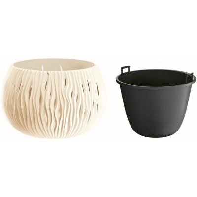 Prosperplast Květináč s vkladem SANDY BOWL krémový 23,8 cm